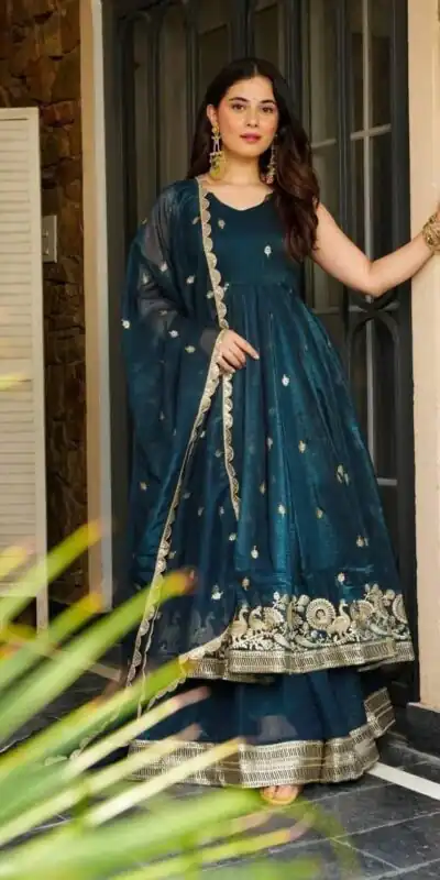 ZB 5055 Teal Embroidery Work Salwar Suit in Teal Gold Crazy. Available at ₹2449 only. Delivery 4-6 Working Days. Shop now. | Jump Suits, Salwar suit, Casual Suits, Creative suits, Designer Suits, Palazzo Suits, Party Wear Suits, Patiala Suits, Straight Suits