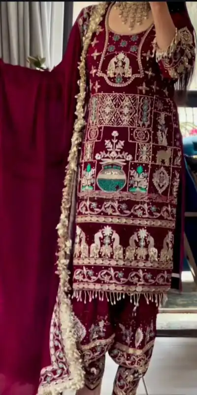 NF 1247 Maroon in Color Natural Crepe Embroidery Work Salwar Suit . Affordable Price ₹2599. Delivery 4-6 Working Days. Shop now. | Jump Suits, Salwar suit, Casual Suits, Creative suits, Designer Suits, Palazzo Suits, Party Wear Suits, Patiala Suits, Straight Suits