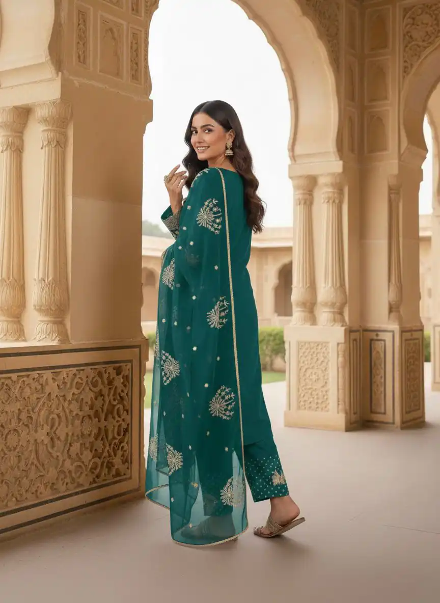 AD 202 Teal in Color Natural Crepe Embroidery Work Salwar Suit . Affordable Price ₹1849. Delivery 4-6 Working Days. Shop now. | Jump Suits, Salwar suit, Casual Suits, Creative suits, Designer Suits, Palazzo Suits, Party Wear Suits, Patiala Suits, Straight Suits