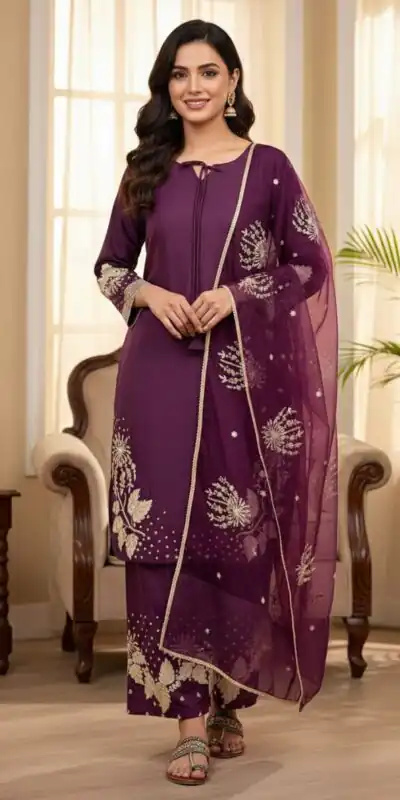 AD 202 Wine in Color Natural Crepe Embroidery Work Salwar Suit . Affordable Price ₹1849. Delivery 4-6 Working Days. Shop now. | Jump Suits, Salwar suit, Casual Suits, Creative suits, Designer Suits, Palazzo Suits, Party Wear Suits, Patiala Suits, Straight Suits