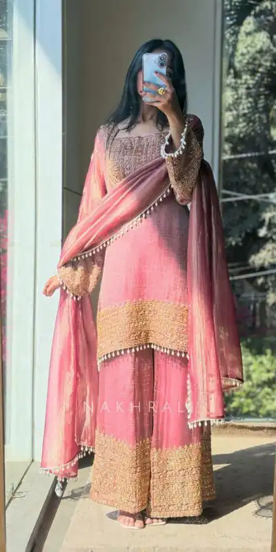 VLM 324 Peach Fendy Silk Salwar Suit Perfect for Wedding, Party, Cultural Events, Sangeet, Housewarming – . Grab it for ₹2449. Delivery 4-6 Working Days | Jump Suits, Salwar suit, Casual Suits, Creative suits, Designer Suits, Palazzo Suits, Party Wear Suits, Patiala Suits, Straight Suits