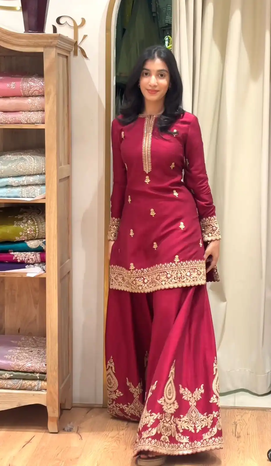 MF 501 Red Natural Crep Salwar Suit Brown with Embroidery Work. Exclusive Offer ₹2549. Delivery 4-6 Working Days. Shop now. | Jump Suits, Salwar suit, Casual Suits, Creative suits, Designer Suits, Palazzo Suits, Party Wear Suits, Patiala Suits, Straight Suits