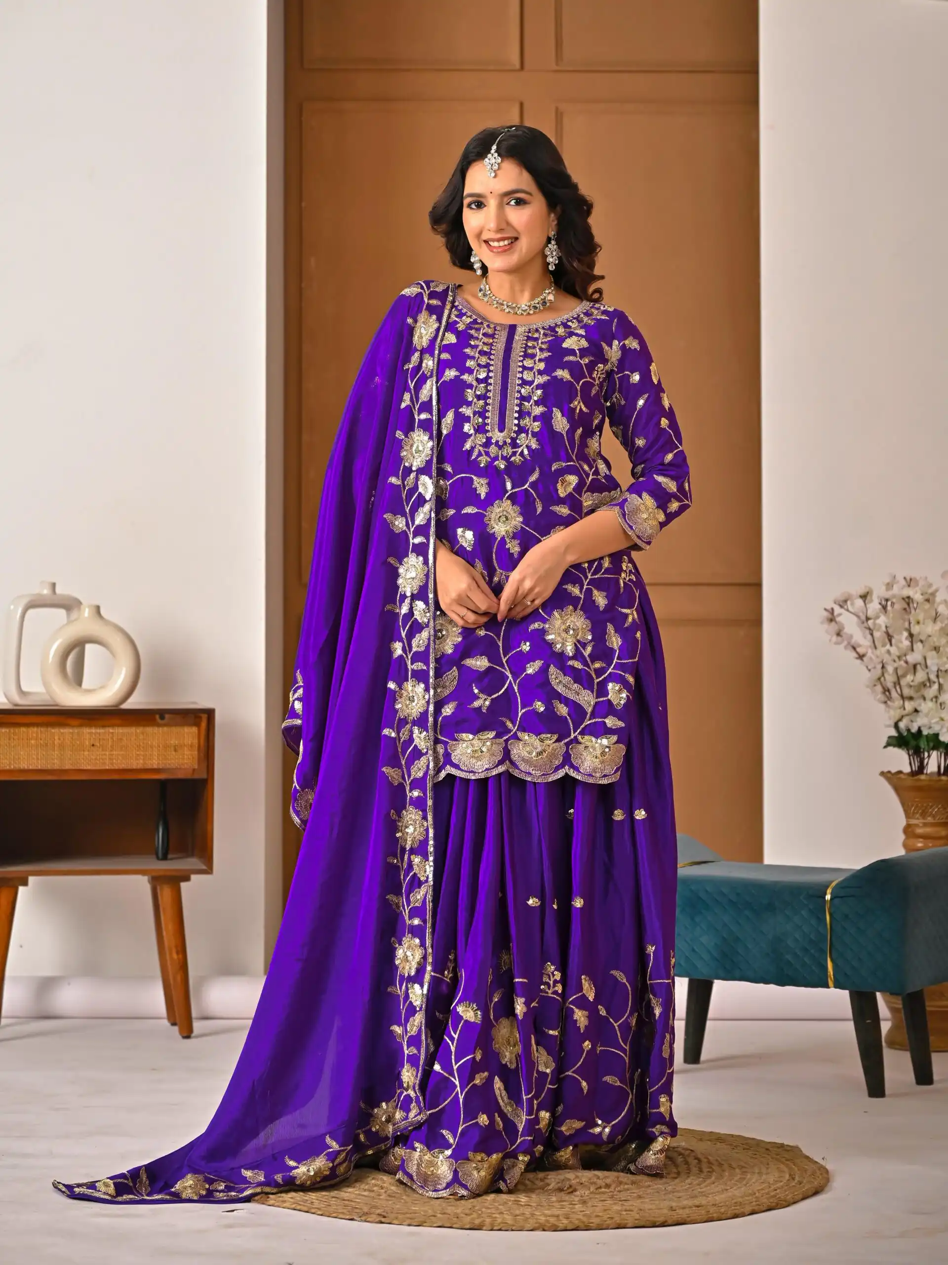 MD 3057 Purple Chinon Silk Salwar Suit with Embroidery Work & Lace Work. Affordable Price ₹2149. Delivery 4-6 Working Days. Shop now. | Jump Suits, Salwar suit, Casual Suits, Creative suits, Designer Suits, Palazzo Suits, Party Wear Suits, Patiala Suits, Straight Suits