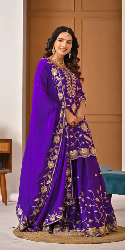 MD 3057 Purple Chinon Silk Salwar Suit with Embroidery Work & Lace Work. Affordable Price ₹2149. Delivery 4-6 Working Days. Shop now. | Jump Suits, Salwar suit, Casual Suits, Creative suits, Designer Suits, Palazzo Suits, Party Wear Suits, Patiala Suits, Straight Suits