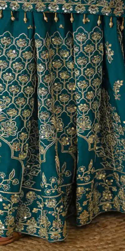 NF 1245 Teal Chinon Silk Lehenga Choli with Embroidery Work & Zari Work. Now at just ₹2449. Delivery 4-6 Working Days. Shop now. | Lehenga, Bollywood Lehenga, Creative Lehenga, Designer Lehenga, Embroidered Lehenga, Party Wear Lehenga