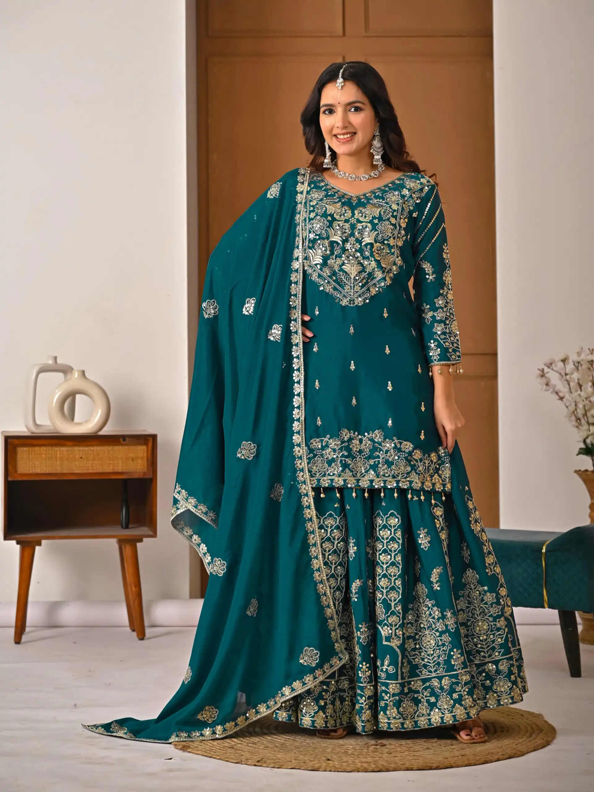 NF 1245 Teal Chinon Silk Lehenga Choli with Embroidery Work & Zari Work. Now at just ₹2449. Delivery 4-6 Working Days. Shop now. | Lehenga, Bollywood Lehenga, Creative Lehenga, Designer Lehenga, Embroidered Lehenga, Party Wear Lehenga
