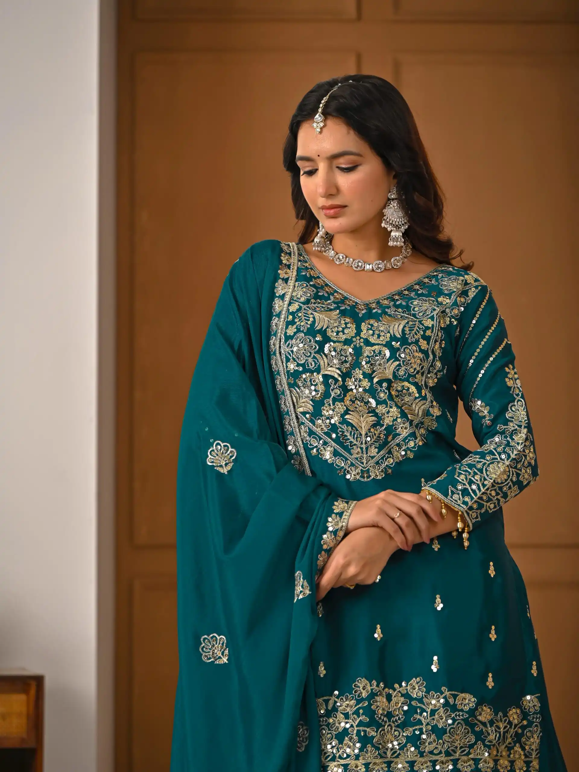 NF 1245 Teal Chinon Silk Lehenga Choli with Embroidery Work & Zari Work. Now at just ₹2449. Delivery 4-6 Working Days. Shop now. | Lehenga, Bollywood Lehenga, Creative Lehenga, Designer Lehenga, Embroidered Lehenga, Party Wear Lehenga