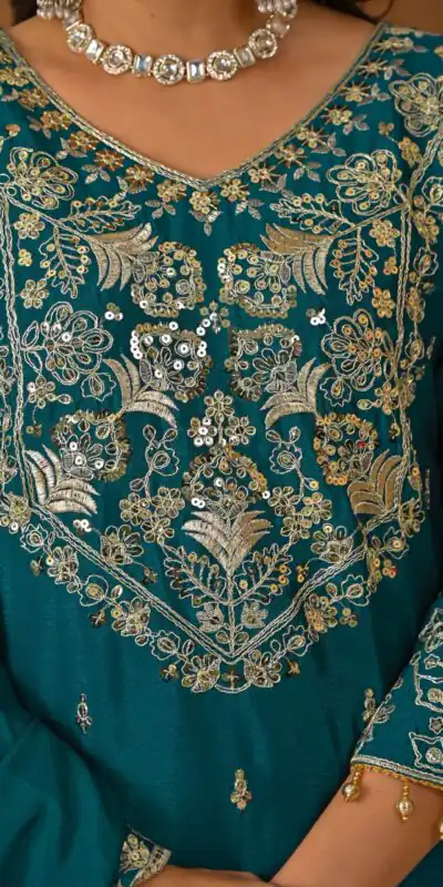 NF 1245 Teal Chinon Silk Lehenga Choli with Embroidery Work & Zari Work. Now at just ₹2449. Delivery 4-6 Working Days. Shop now. | Lehenga, Bollywood Lehenga, Creative Lehenga, Designer Lehenga, Embroidered Lehenga, Party Wear Lehenga