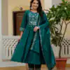 DIVA 126 Teal Viscose Roman Silk Anarkali Suit with Mirror Work & Embroidery Work. Affordable Price ₹2049. Delivery 4-6 Working Days. Shop now. | Anarkali Suits, Bollywood Anarkali, Creative-Anarkali, Designer Anarkali, Embroidered Anarkali, Party Wear Anarkali