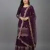 ZF 250 Wine Color Faux Georgette Embroidery Sequence Work Sharara Suit Wedding, Party, Festive, Events Etc. Expected Delivery 4-6 Working Days @2099/- | Jump Suits, Salwar suit, Casual Suits, Creative suits, Designer Suits, Palazzo Suits, Party Wear Suits, Patiala Suits, Straight Suits