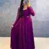 MF 888 Wine Rangoli Silk Gown with Lace Border & Lace Work. Available at ₹1649 only. Delivery 4-6 Working Days. Shop now. | Gowns, Bollywood Gowns, Creative Gowns, Designer Gowns, Embroidered Gowns, Party Wear Gowns