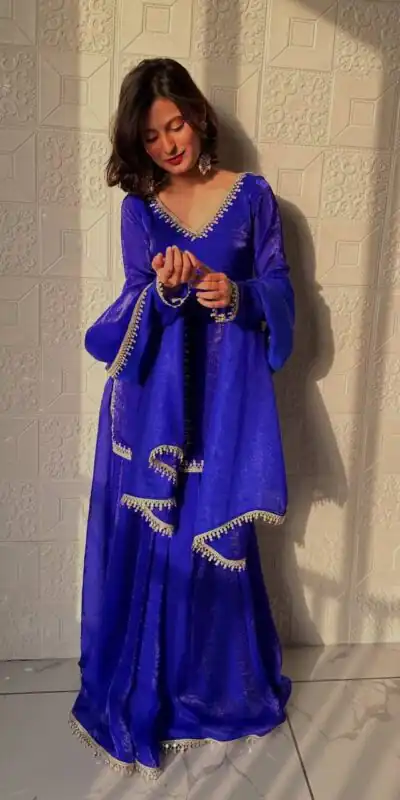 Alternative view of Elegant Royal Blue Fandy Silk Embroidery Work Salwar Suit