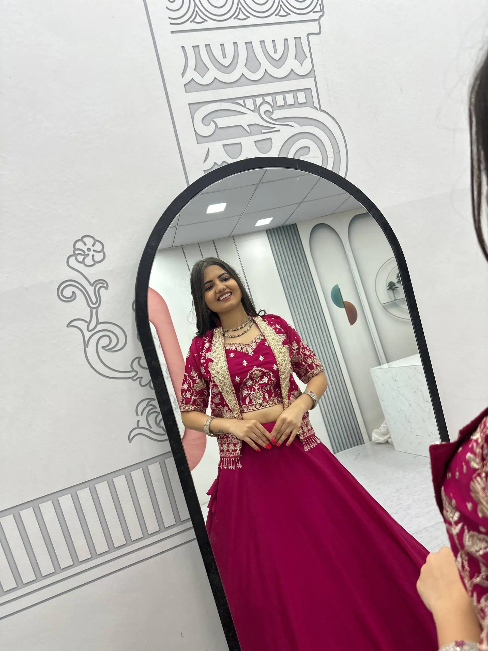 Fancy Pink Chinon Embroidery Work Lehenga Choli - Image 2