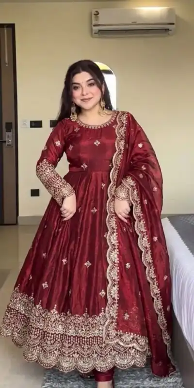 Gorgeous Red Fendy Silk Embroidery Work Salwar Suit