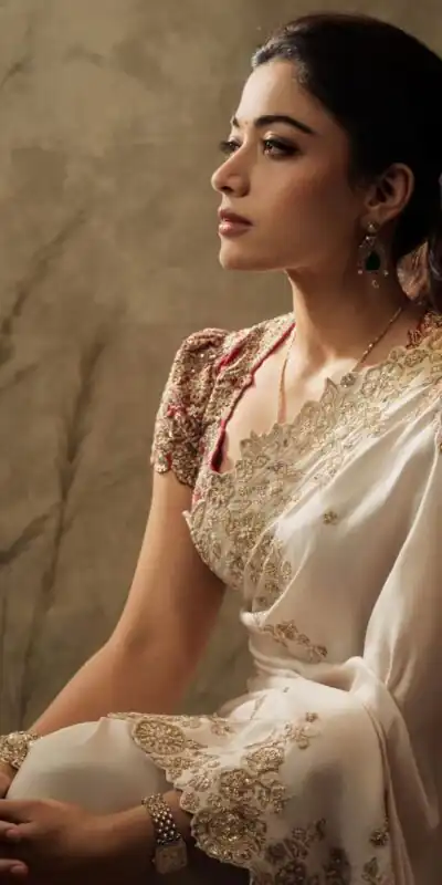 Alternative view of Grand Off White Soft Rangoli Silk Embroider Work Saree