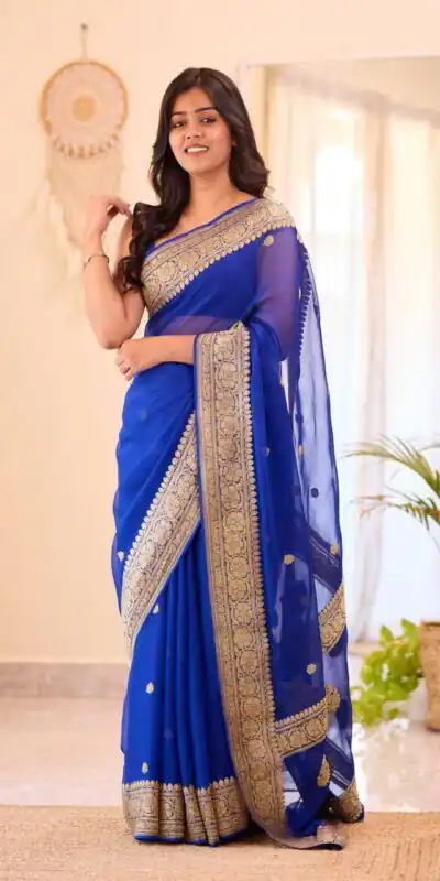 Perfect Blue Soft Lilan Slab Jacquard Work Saree