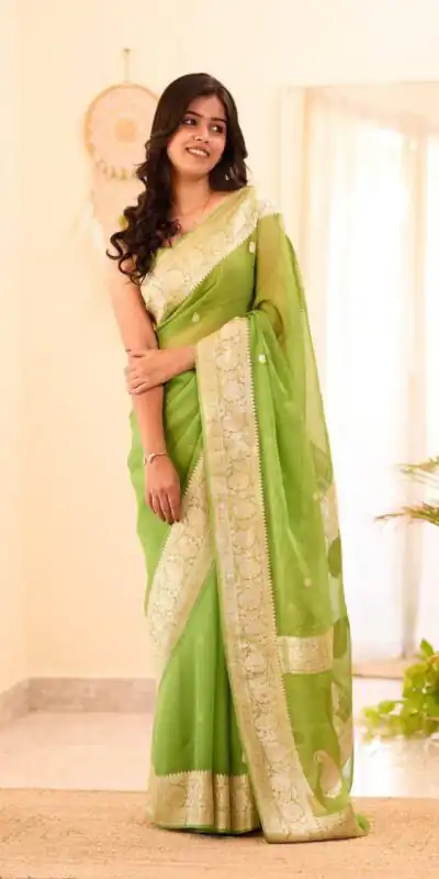 Perfect Light Green Soft Lilan Slab Jacquard Work Saree