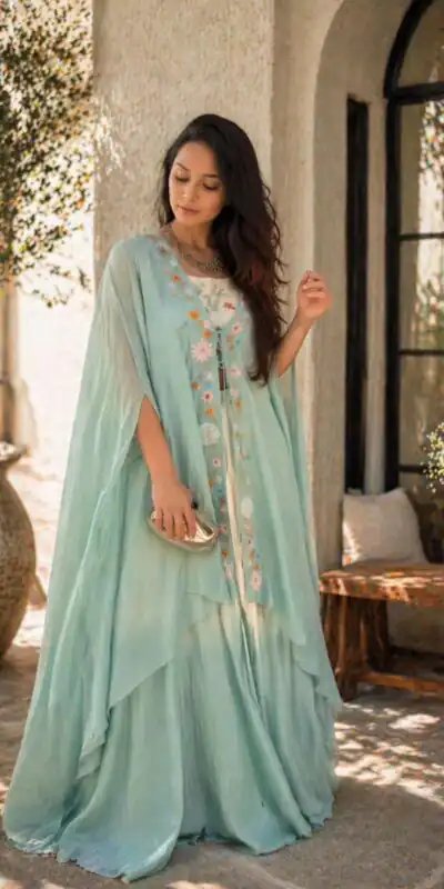Stylist Sky Blue Banglory Silk Sequins Work Lehenga Choli