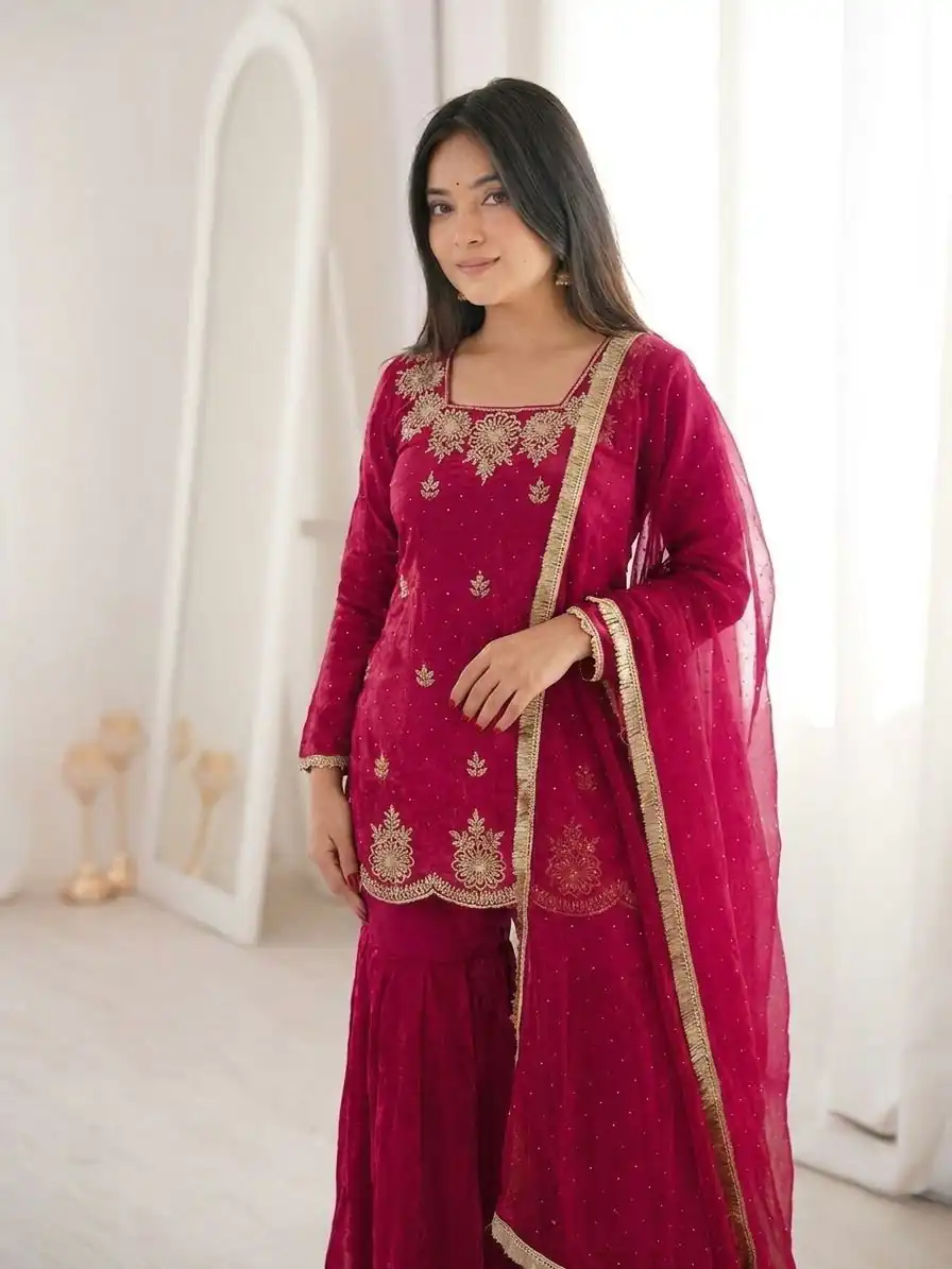 ZSR 3166 Red Color Fendy Silk With Embroidery Work Salwar Suit. Get it for ₹2149. Delivery 4-6 Working Days. Online Shop now. | Jump Suits, Salwar suit, Casual Suits, Creative suits, Designer Suits, Palazzo Suits, Party Wear Suits, Patiala Suits, Straight Suits