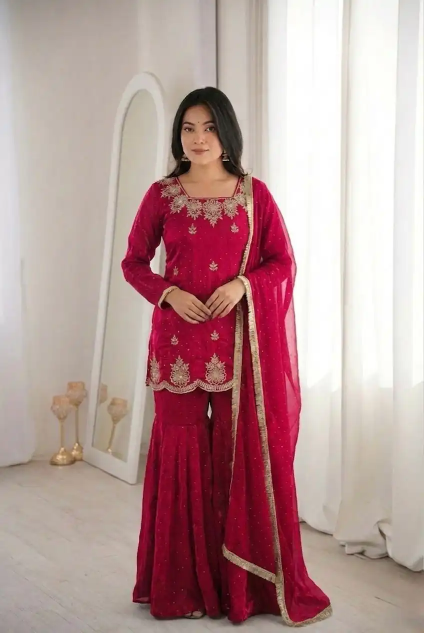 ZSR 3166 Red Color Fendy Silk With Embroidery Work Salwar Suit. Get it for ₹2149. Delivery 4-6 Working Days. Online Shop now. | Jump Suits, Salwar suit, Casual Suits, Creative suits, Designer Suits, Palazzo Suits, Party Wear Suits, Patiala Suits, Straight Suits