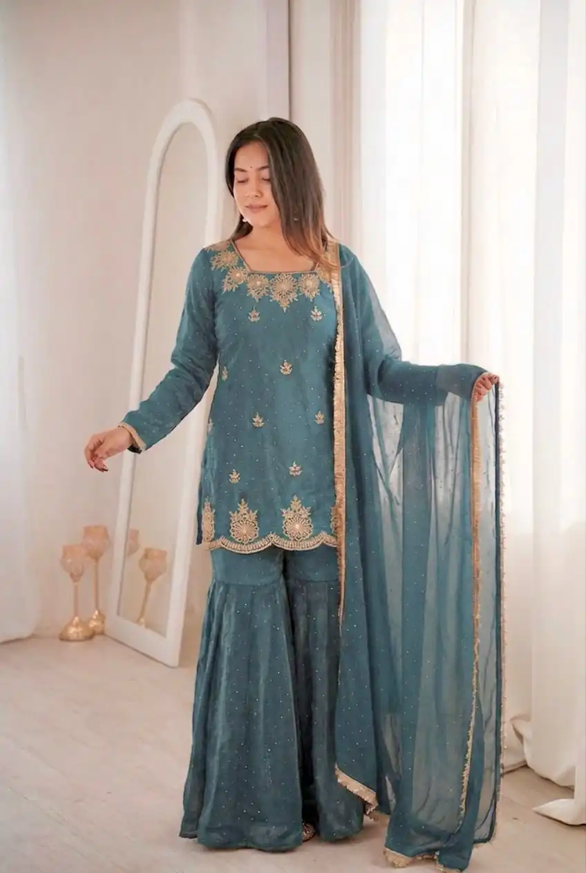 ZSR 3166 Teal Color Fendy Silk With Embroidery Work Salwar Suit. Get it for ₹2149. Delivery 4-6 Working Days. Online Shop now. | Jump Suits, Salwar suit, Casual Suits, Creative suits, Designer Suits, Palazzo Suits, Party Wear Suits, Patiala Suits, Straight Suits