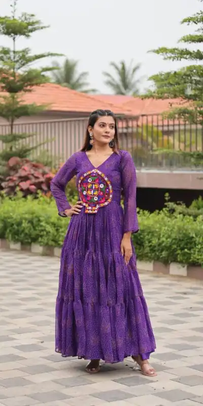 Ram 121 Purple Color Faux Georgette Gown with Mirror Work. Wedding, Party, Festive, Events Get it for ₹1549. Delivery 4-6 Working Days.Online Shop now. | Gowns, Bollywood Gowns, Creative Gowns, Designer Gowns, Embroidered Gowns, Party Wear Gowns