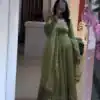 VLM 339 Parrot Green Crunchy Silk Gown Perfect for Wedding, Party, Housewarming, Haldi, – . Best Price ₹2149. Delivery 4-6 Working Days. Shop now. | Gowns, Bollywood Gowns, Creative Gowns, Designer Gowns, Embroidered Gowns, Party Wear Gowns