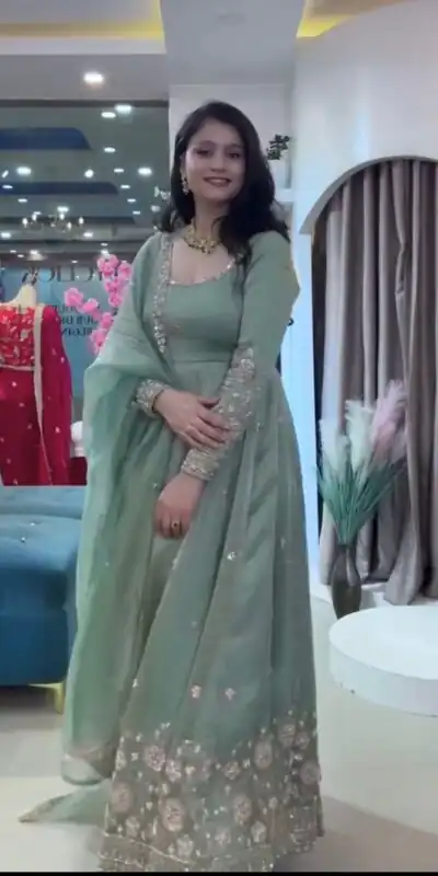 VLM 339 Sea Green Crunchy Silk Gown Perfect for Wedding, Party, Housewarming, Haldi, Durga Puja – . Best Price ₹2149. Delivery 4-6 Working Days. Shop now. | Gowns, Bollywood Gowns, Creative Gowns, Designer Gowns, Embroidered Gowns, Party Wear Gowns