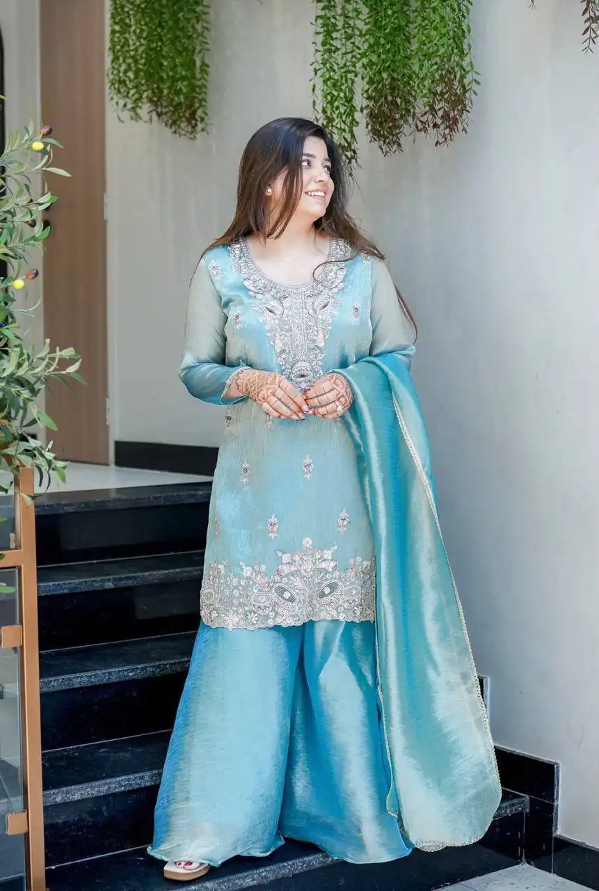 DC 114 Blue Fandy Satin Salwar Suit with Embroidery Work & Lace Work. Exclusive Offer ₹1899. Delivery 4-6 Working Days. Shop now. | Jump Suits, Salwar suit, Casual Suits, Creative suits, Designer Suits, Palazzo Suits, Party Wear Suits, Patiala Suits, Straight Suits