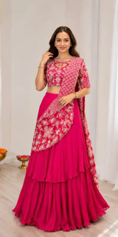 BB 75 Pink Color French Crape Saree with Embroidery Work. Wedding, Party, Festive, Online Best Price ₹2399. Delivery 4-6 Working Days. Shop now. | Sarees, Bollywood Sarees, Creative Sarees, Designer Sarees, Embroidered Sarees, Ethnic Saree, Modern Digital sarees, Party Wear Sarees