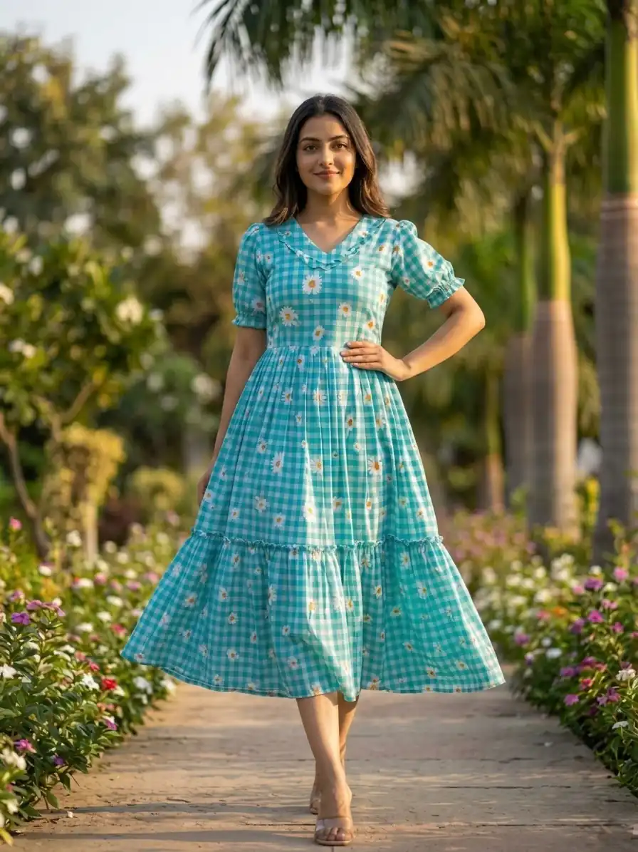KA 1257 Blue Muslin Silk Gingham Printed Kurti with Designer Work. Special Price ₹1519. Delivery 4-6 Working Days. Shop now. | Kurti, Bollywood Kurti, Creative Kurtis, Designer Kurti, Party Wear Kurti, Selfie Kurti