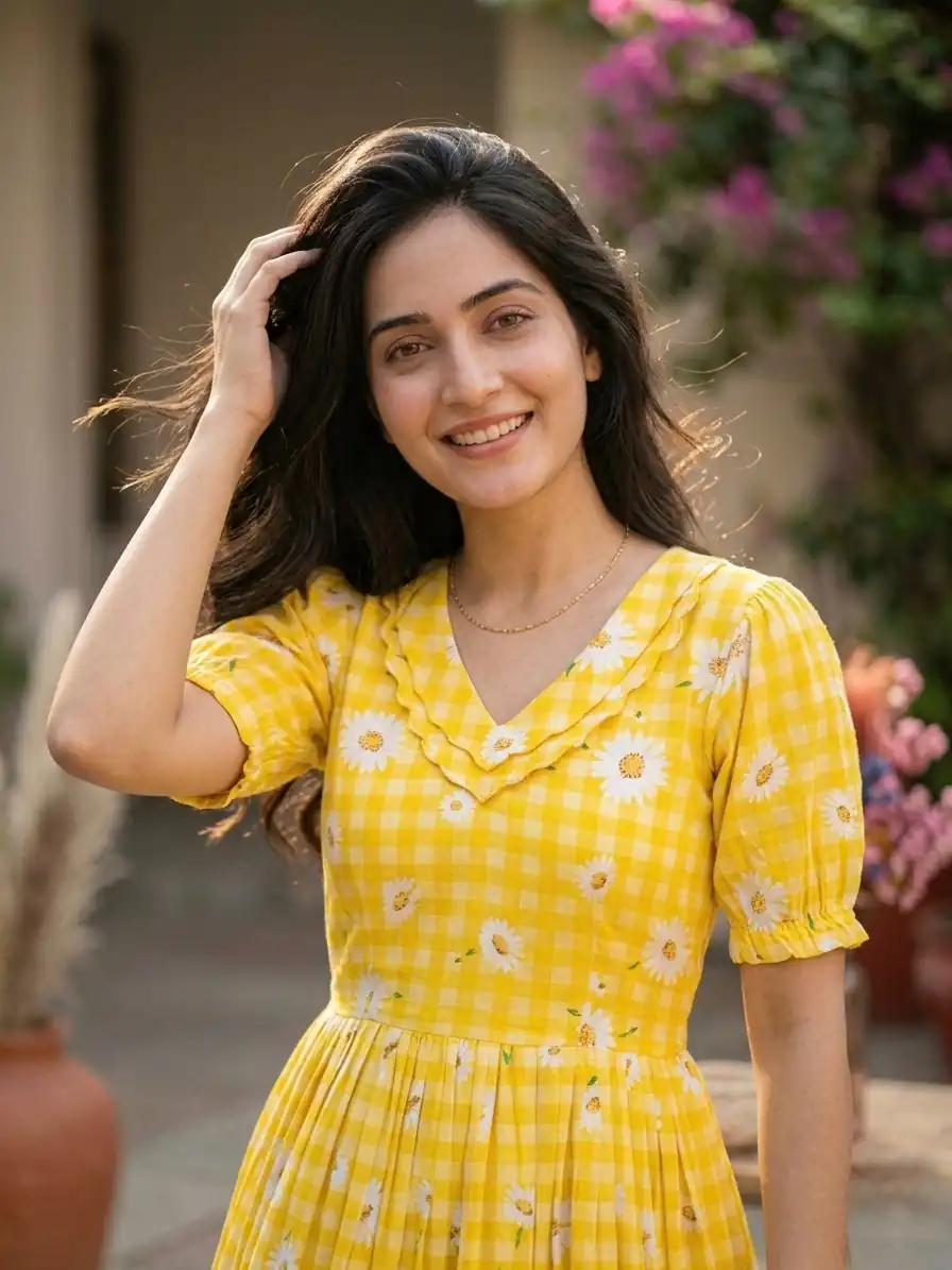 KA 1257 Mustard Muslin Silk Gingham Printed Kurti with Designer Work. Special Price ₹1519. Delivery 4-6 Working Days. Shop now. | Kurti, Bollywood Kurti, Creative Kurtis, Designer Kurti, Party Wear Kurti, Selfie Kurti