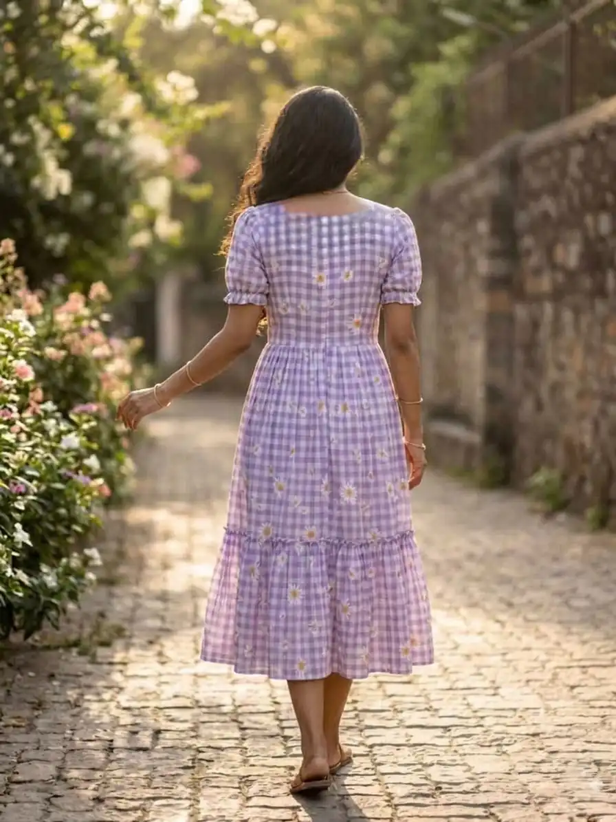 KA 1257 Purple Muslin Silk Gingham Printed Kurti with Designer Work. Special Price ₹1519. Delivery 4-6 Working Days. Shop now. | Kurti, Bollywood Kurti, Creative Kurtis, Designer Kurti, Party Wear Kurti, Selfie Kurti