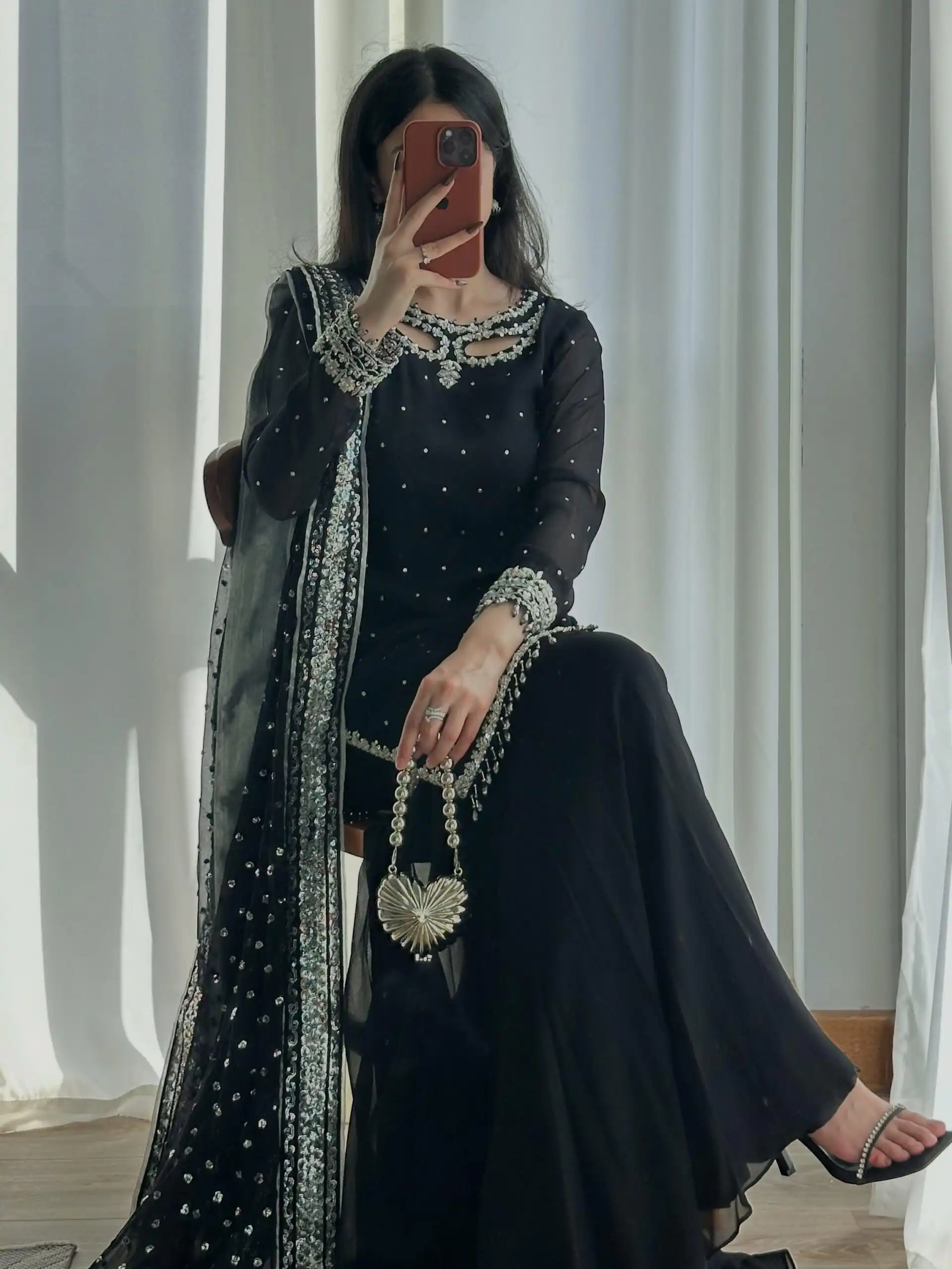 SRK 5353 Black Faux Georgette Salwar Suit Perfect for Wedding, Party, Family Gatherings, Sangeet, Housewarming – . Affordable Price ₹1949. Days | Jump Suits, Salwar suit, Casual Suits, Creative suits, Designer Suits, Palazzo Suits, Party Wear Suits, Patiala Suits, Straight Suits