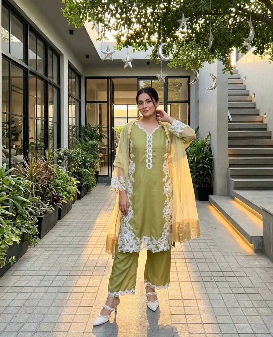 ST 213 Mehandi Color Natural Crep Salwar Suit with Embroidery Work. Wedding, Party, Festive, Best Price ₹1899. Delivery 4-6 Working Days. Shop now. | Jump Suits, Salwar suit, Casual Suits, Creative suits, Designer Suits, Palazzo Suits, Party Wear Suits, Patiala Suits, Straight Suits
