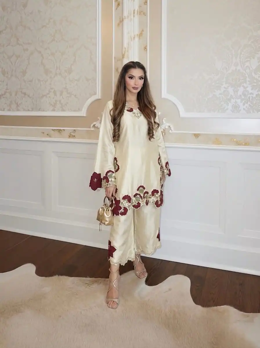 ZSR 3171 Cream Color Roman Silk Salwar Suit with Embroidery Work. Available at ₹2449 only. Delivery 4-6 Working Days. Shop now. | Jump Suits, Salwar suit, Casual Suits, Creative suits, Designer Suits, Palazzo Suits, Party Wear Suits, Patiala Suits, Straight Suits