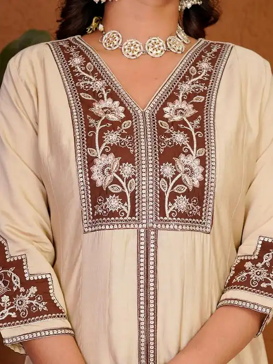 DIVA 152 Cream Color Roman Silk Salwar Suit with Embroidery Work. Available at ₹2399 only. Delivery 4-6 Working Days. Shop now. | Jump Suits, Salwar suit, Casual Suits, Creative suits, Designer Suits, Palazzo Suits, Party Wear Suits, Patiala Suits, Straight Suits