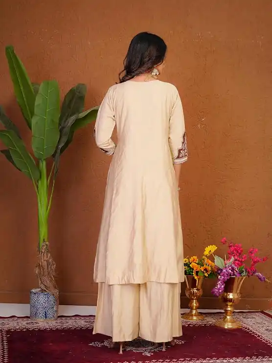 DIVA 152 Cream Color Roman Silk Salwar Suit with Embroidery Work. Available at ₹2399 only. Delivery 4-6 Working Days. Shop now. | Jump Suits, Salwar suit, Casual Suits, Creative suits, Designer Suits, Palazzo Suits, Party Wear Suits, Patiala Suits, Straight Suits