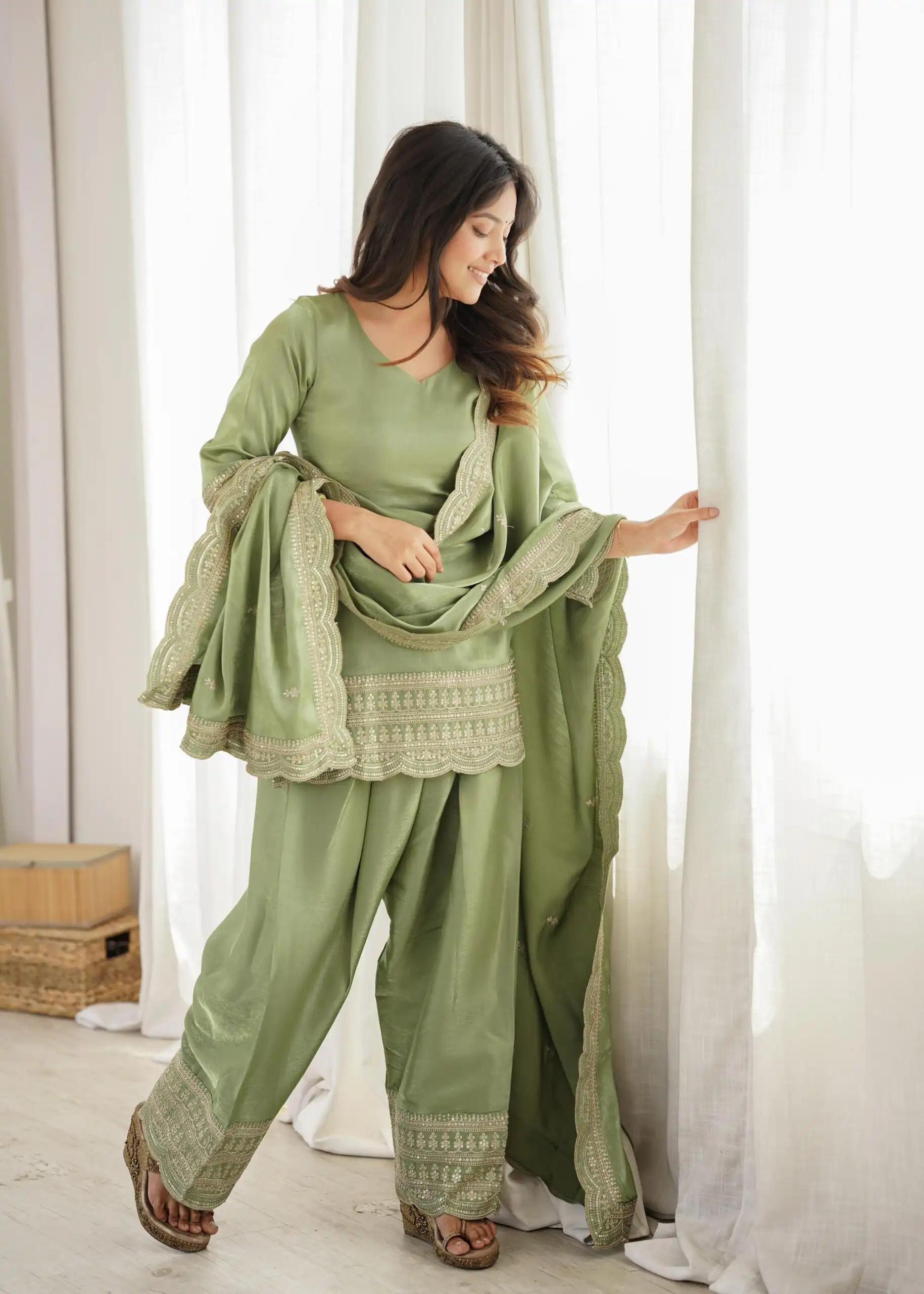 KB 304 Pista Color Roman Silk Salwar Suit with Embroidery Work. Available at ₹1999 only. Delivery 4-6 Working Days. Shop now. | Jump Suits, Salwar suit, Casual Suits, Creative suits, Designer Suits, Palazzo Suits, Party Wear Suits, Patiala Suits, Straight Suits