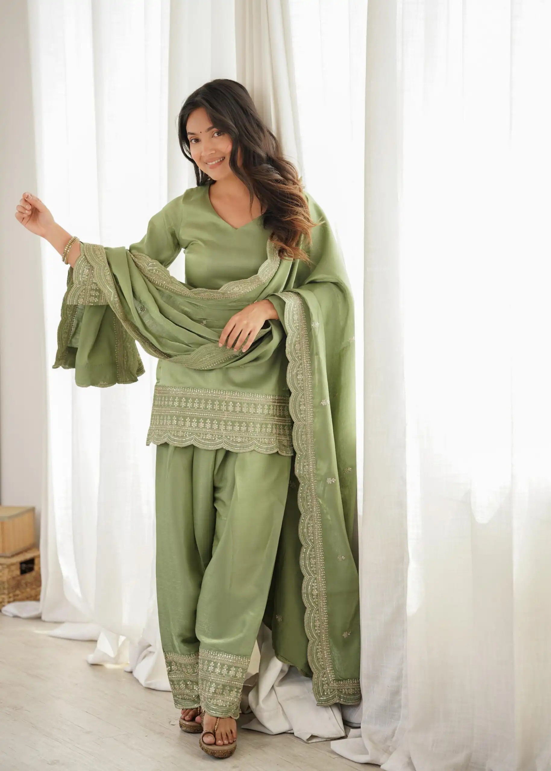 KB 304 Pista Color Roman Silk Salwar Suit with Embroidery Work. Available at ₹1999 only. Delivery 4-6 Working Days. Shop now. | Jump Suits, Salwar suit, Casual Suits, Creative suits, Designer Suits, Palazzo Suits, Party Wear Suits, Patiala Suits, Straight Suits