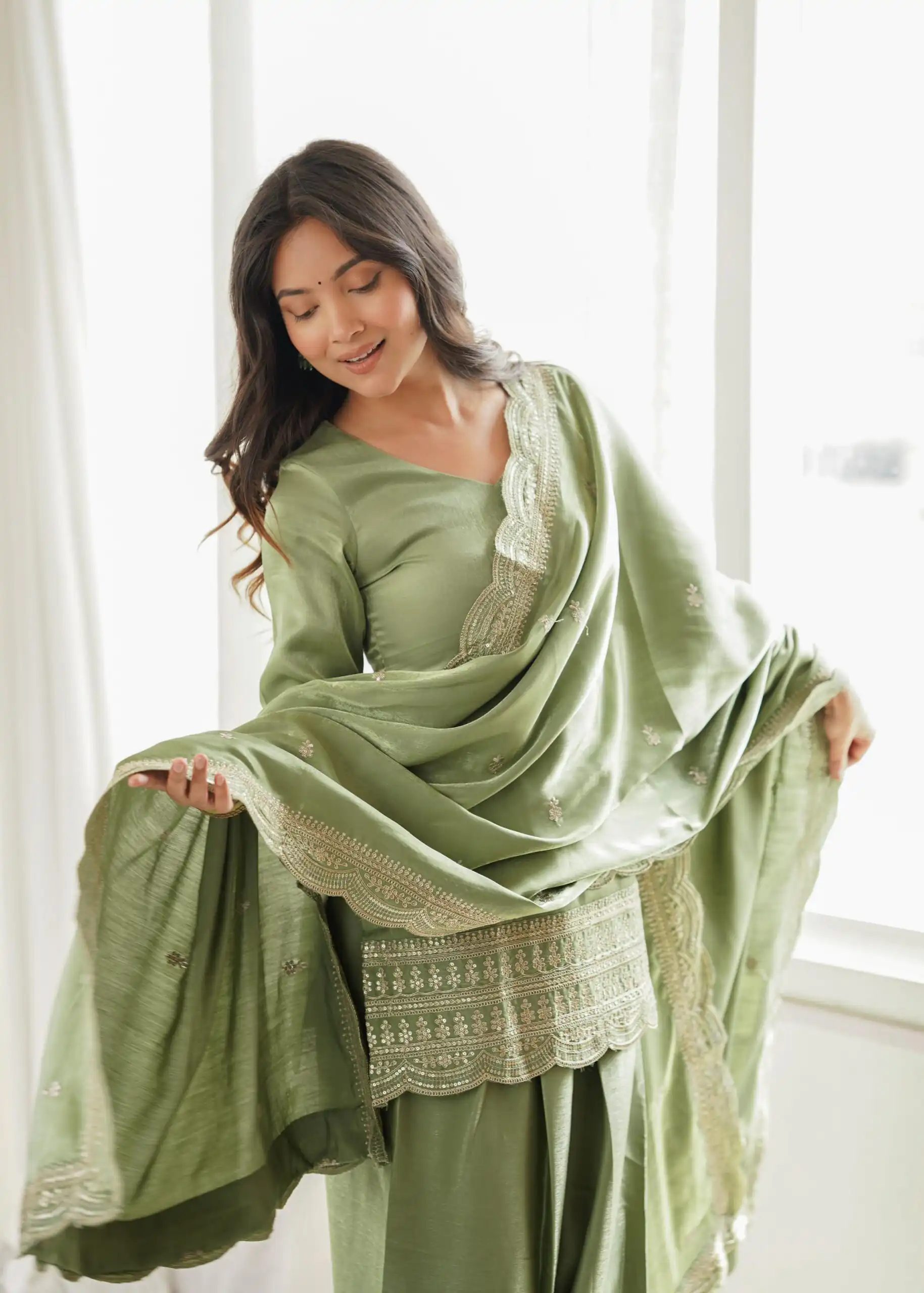 KB 304 Pista Color Roman Silk Salwar Suit with Embroidery Work. Available at ₹1999 only. Delivery 4-6 Working Days. Shop now. | Jump Suits, Salwar suit, Casual Suits, Creative suits, Designer Suits, Palazzo Suits, Party Wear Suits, Patiala Suits, Straight Suits