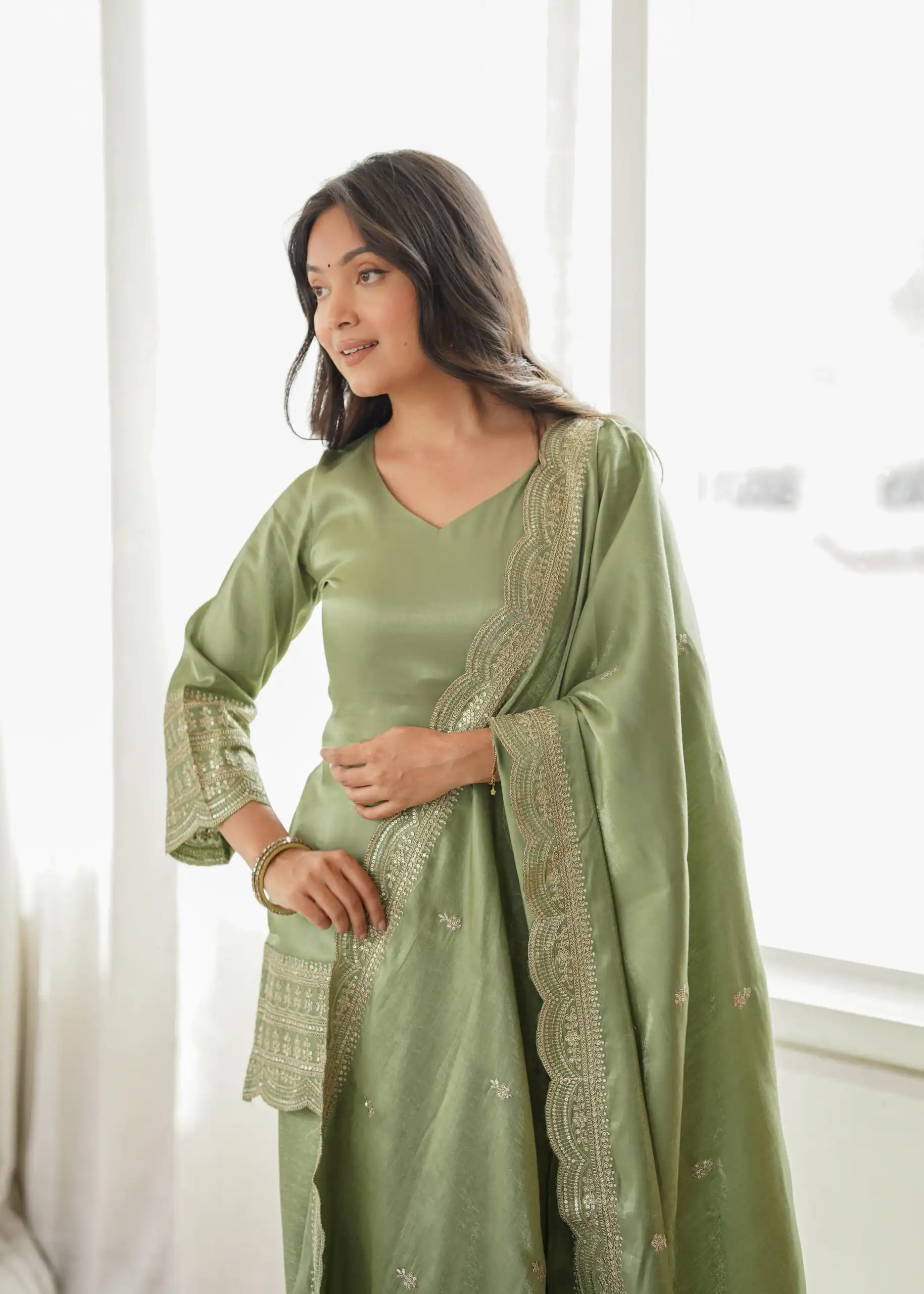 KB 304 Pista Color Roman Silk Salwar Suit with Embroidery Work. Available at ₹1999 only. Delivery 4-6 Working Days. Shop now. | Jump Suits, Salwar suit, Casual Suits, Creative suits, Designer Suits, Palazzo Suits, Party Wear Suits, Patiala Suits, Straight Suits
