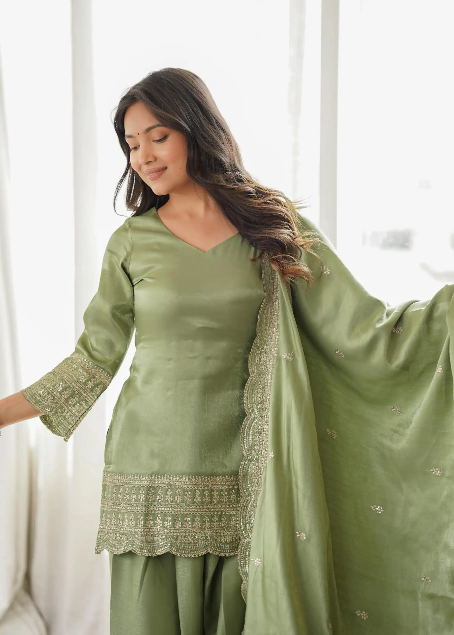 KB 304 Pista Color Roman Silk Salwar Suit with Embroidery Work. Available at ₹1999 only. Delivery 4-6 Working Days. Shop now. | Jump Suits, Salwar suit, Casual Suits, Creative suits, Designer Suits, Palazzo Suits, Party Wear Suits, Patiala Suits, Straight Suits