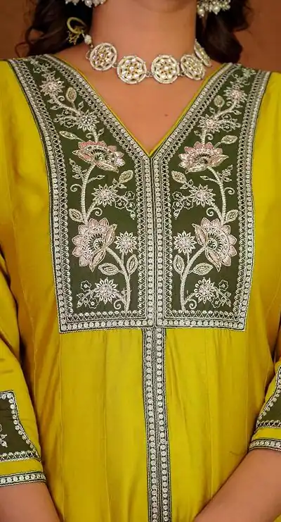 DIVA 152 Yellow Color Roman Silk Salwar Suit with Embroidery Work. Available at ₹2399 only. Delivery 4-6 Working Days. Shop now. | Jump Suits, Salwar suit, Casual Suits, Creative suits, Designer Suits, Palazzo Suits, Party Wear Suits, Patiala Suits, Straight Suits