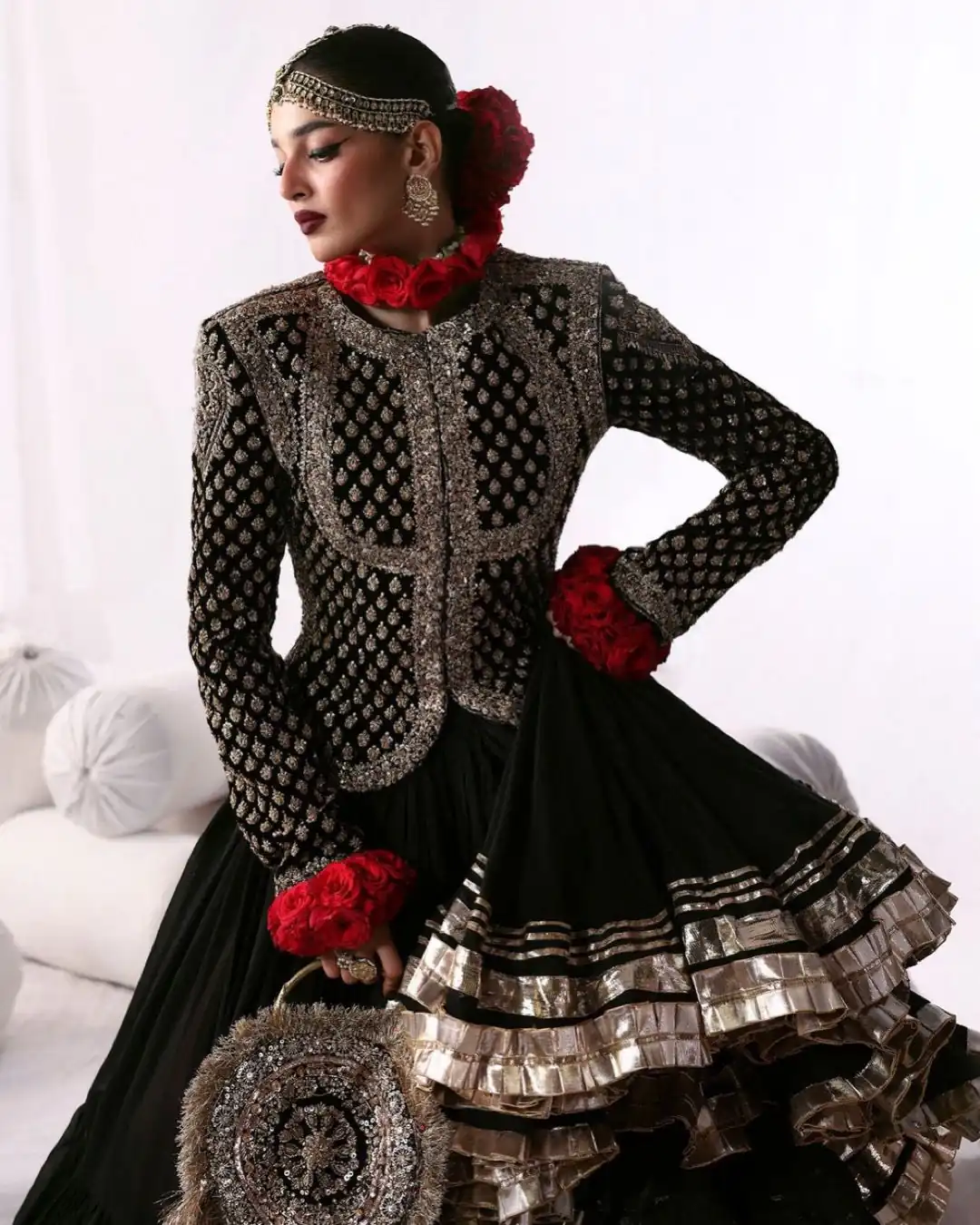 RTC 6036 Black Faux Georgette Lehenga Choli Perfect for Wedding, Party, Festival Celebrations, Ganesh Chaturthi, Diwali – . Introductory Price ₹2149. | Lehenga, Bollywood Lehenga, Creative Lehenga, Designer Lehenga, Embroidered Lehenga, Party Wear Lehenga