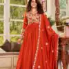 Ram 176 Orange Vichitra Silk Gown Perfect for Wedding, Party, Holi, Anniversary, Mehendi –. Grab it for ₹2049. Delivery 4-6 Working Days. Shop now. | Gowns, Bollywood Gowns, Creative Gowns, Designer Gowns, Embroidered Gowns, Party Wear Gowns