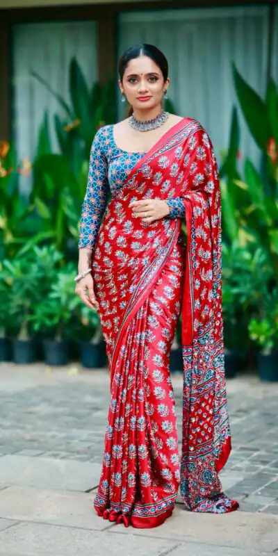 NC 5603 Red Color Satin Crap Saree with Mirror Work. Introductory Price ₹1799. Delivery Online 4-6 Working Days. Shop now. | Sarees, Bollywood Sarees, Creative Sarees, Designer Sarees, Embroidered Sarees, Ethnic Saree, Modern Digital sarees, Party Wear Sarees