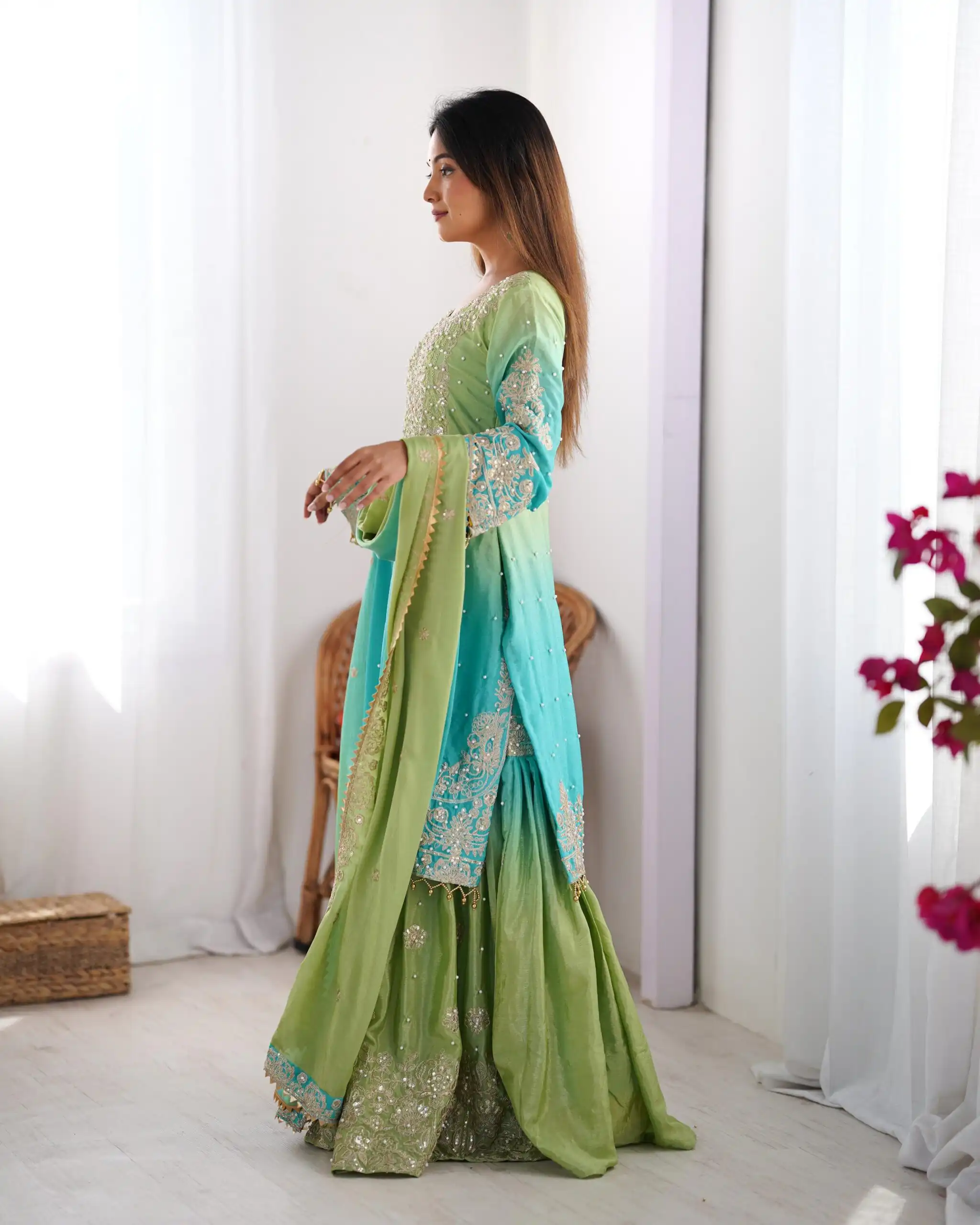 KD 1498 Green Color Chinon Silk Designer Work Salwar Suit in Get it for ₹2499. Delivery 4-6 Working Days. Online Shop now. | Jump Suits, Salwar suit, Casual Suits, Creative suits, Designer Suits, Palazzo Suits, Party Wear Suits, Patiala Suits, Straight Suits