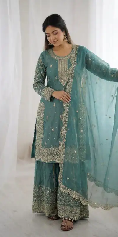 ZSR 3167 Sea Green Fendy Silk Salwar Suitwith Embroidery Work & Lace Work. Now at just ₹2149. Delivery 4-6 Working Days. Shop now. | Jump Suits, Salwar suit, Casual Suits, Creative suits, Designer Suits, Palazzo Suits, Party Wear Suits, Patiala Suits, Straight Suits