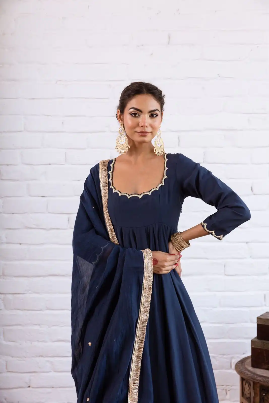 SRK 5324 Navy Blue Color Vichitra silk Gown with Bead Work & Lace Work. Now at just ₹1749. Delivery 4-6 Working Days. Shop now. | Gowns, Bollywood Gowns, Creative Gowns, Designer Gowns, Embroidered Gowns, Party Wear Gowns